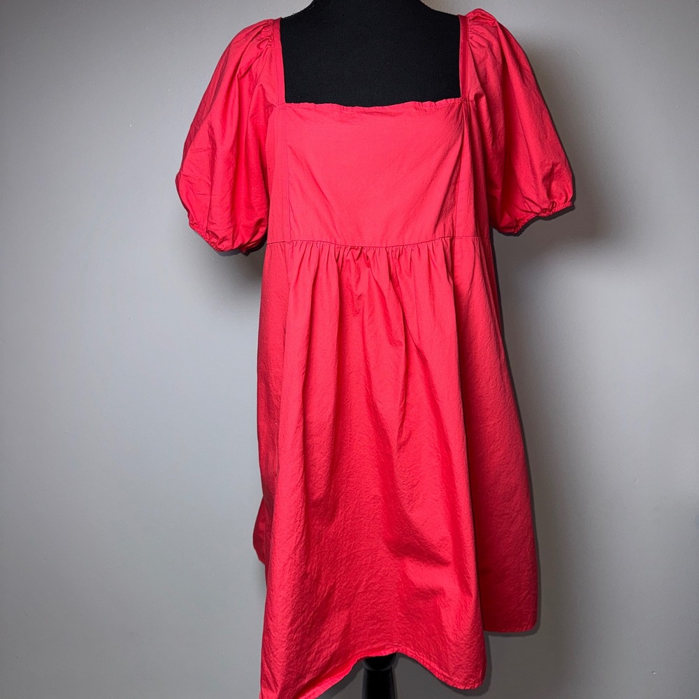 Draper James Pink Puff Sleeve Smocked Back Tie Mini Dress XL